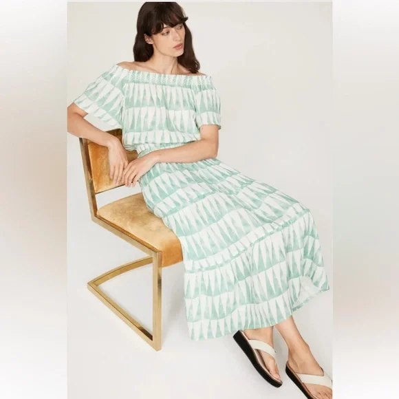 Marine Layer Geo Gauzy Cotton Corrine Skirt L and Nora Off Shoulder Top XL Set